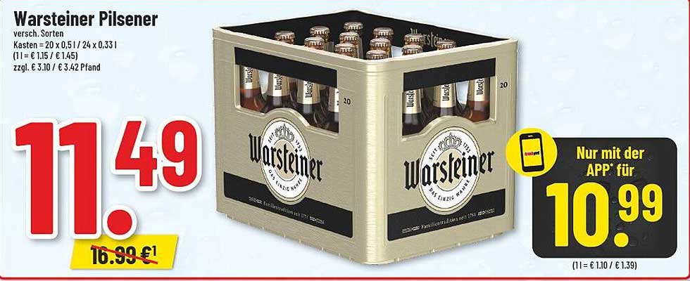 Warsteiner Pilsener Kasten 20 x 0,5 l