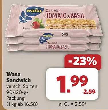 Wasa Sandwich Tomate & Basilikum 90-120 g Packung