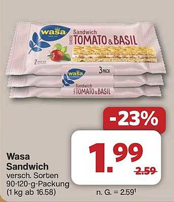 Wasa Sandwich TOMATO & BASIL 3er-Pack