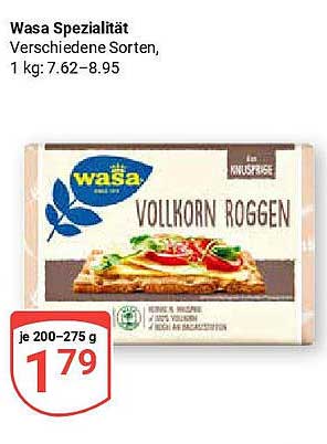 Wasa Spezialität Vollkorn Roggen 200-275 g