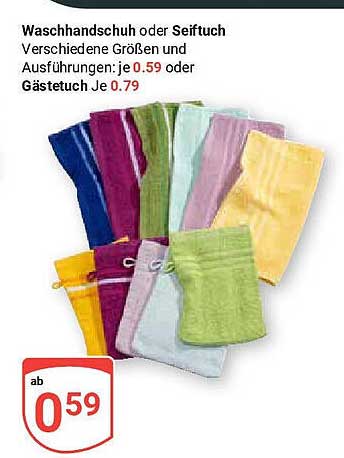Waschhandschuh oder Seiftuch in verschiedenen Größen und Ausführungen