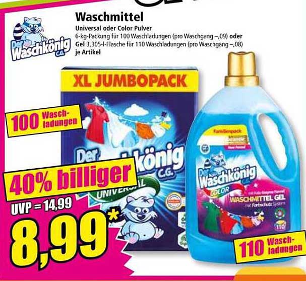 Waschmittel Universal oder Color Pulver - Der Waschköni g c.g.