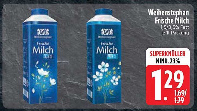 Weihenstephan Frische Milch 1,5/3,5% Fett je 1L Packung