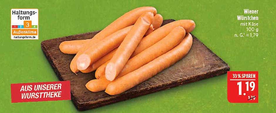 Wiener Würstchen mit Käse 100 g