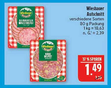 Wiesbauer Aufschnitt - verschiedene Sorten 80 g Packung
