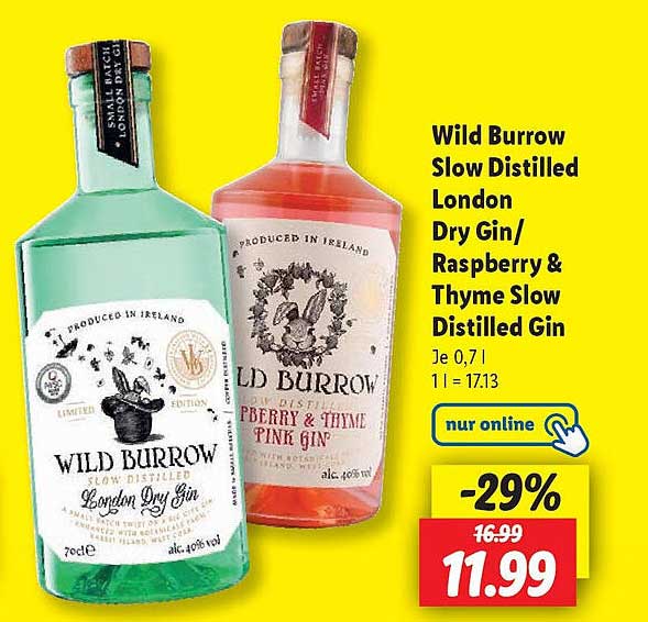 Wild Burrow Slow Distilled London Dry Gin/Raspberry & Thyme Slow Distilled Gin
