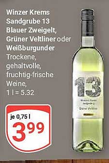 Winzer Krems Sandgrube 13 Blauer Zweigelt, Grüner Veltliner oder Weißburgunder