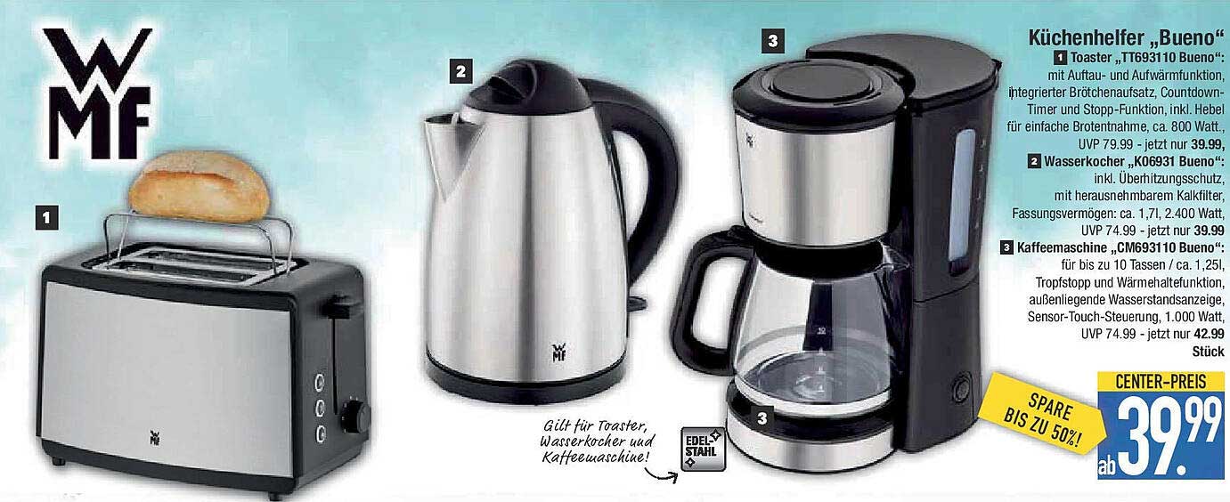 WMF Küchengeräte Set "Bueno" – Toaster, Wasserkocher und Kaffeemaschine