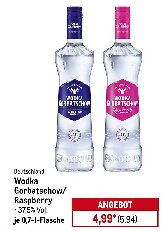 Wodka Gorbatschow/Raspberry - 0,7 l Flasche