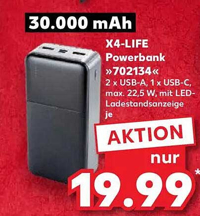 X4-LIFE Powerbank »702134« mit 30.000 mAh