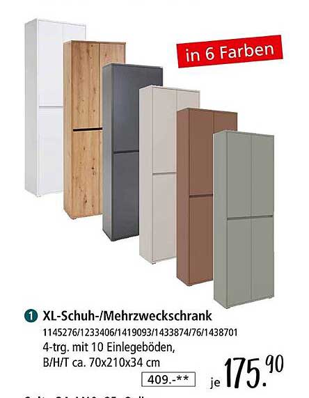 XL-Schuh-/Mehrzweckschrank in 6 Farben
