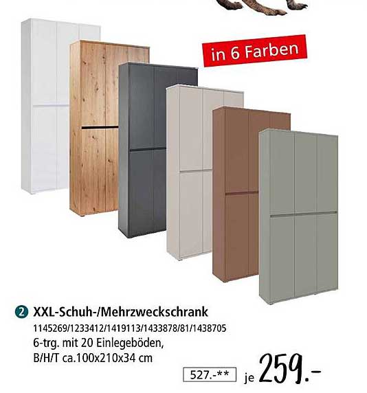 XXL-Schuh-/Mehrzweckschrank in 6 Farben