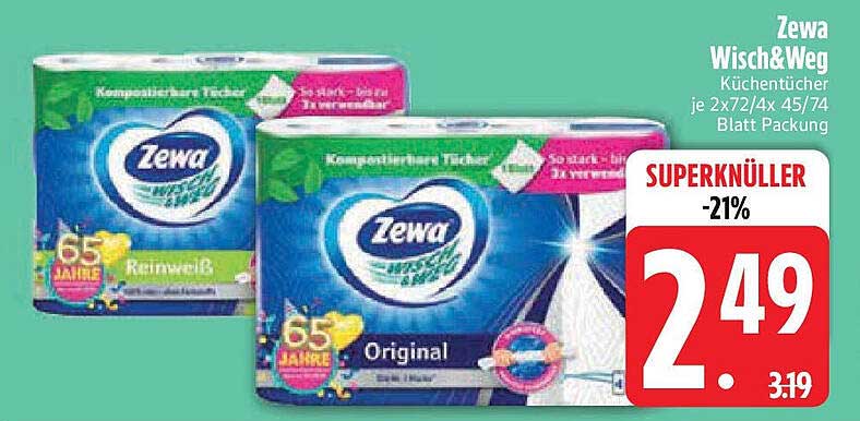 Zewa Wisch&weg Küchentücher 2x72/4x45/74 Blatt