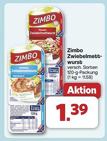 Zimbo Zwiebelmettwurst 120-g-Packung - Aktion
