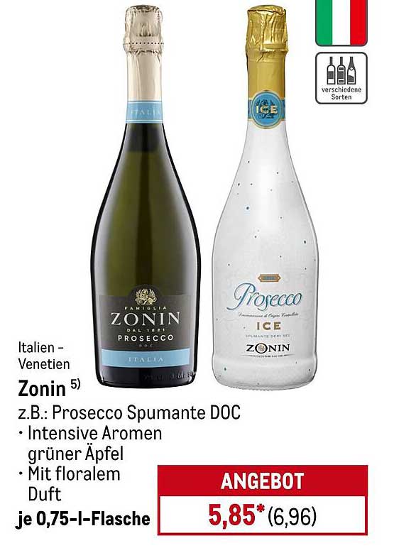 Zonin Prosecco Spumante DOC - 0,75 l-Flasche