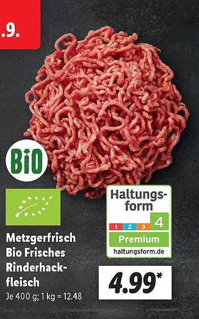 Metzgerfrisch Bio Frisches Rinderhackfleisch Angebot bei Lidl