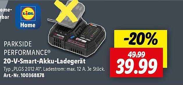 PARKSIDE PERFORMANCE® 20-V-Smart-Akku-Ladegerät