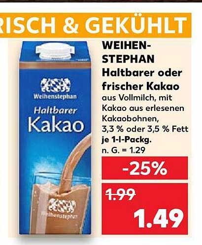 WEIHEN-STEHPAN Haltbarer oder frischer Kakao
