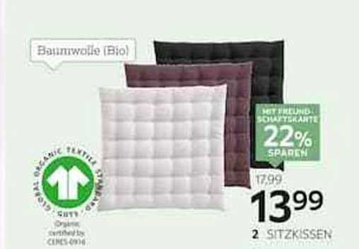 2 Sitzkissen aus 100% Bio-Baumwolle