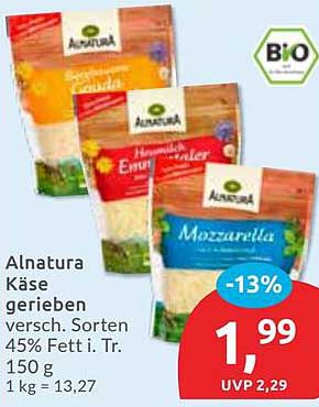 Alnatura Käse gerieben - verschiedene Sorten 150 g