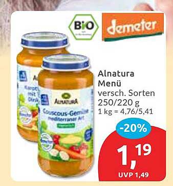 Alnatura Menü verschied. Sorten 250/220 g - Couscous-Gemüse mediterraner Art