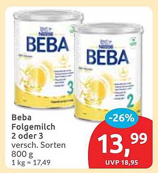 Beba Folgemilch 2 oder 3, verschiedene Sorten