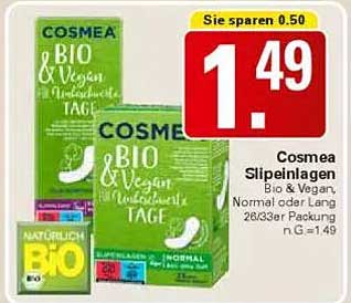 Cosmea Slipeinlagen Bio & Vegan, Normal oder Lang 26/33er Packung