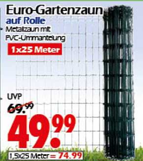 Euro-Gartenzaun auf Rolle - Metallzaun mit PVC-Ummantelung 1x25 Meter