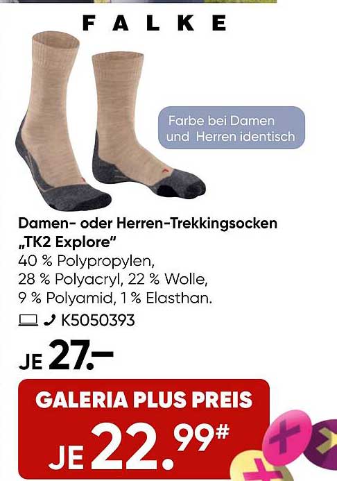 Falke Damen- oder Herren-Trekking-Socken „TK2 Explore“