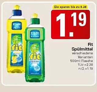 Fit Spülmittel verschiedene Varianten 500ml Flasche