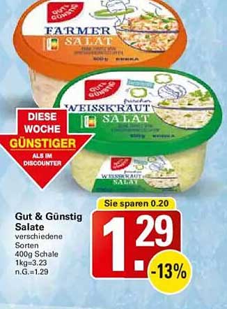 Gut & Günstig Salate - Farmer & Weißkraut Salat 400g