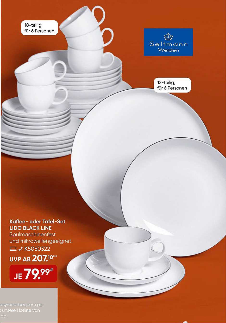 Kaffe- oder Tafel-Set LIDO BLACK LINE von Seltmann Weiden
