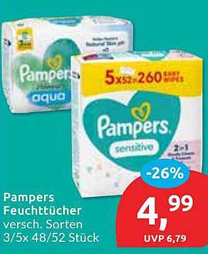 Pampers Feuchttücher, verschiedene Sorten 3/5x 48/52 Stück