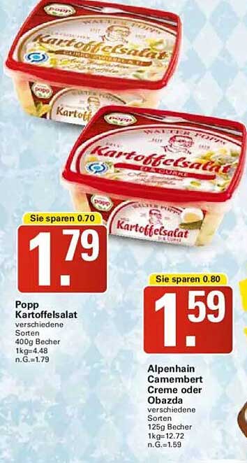 Popp Kartoffelsalat 400g Becher - verschiedene Sorten