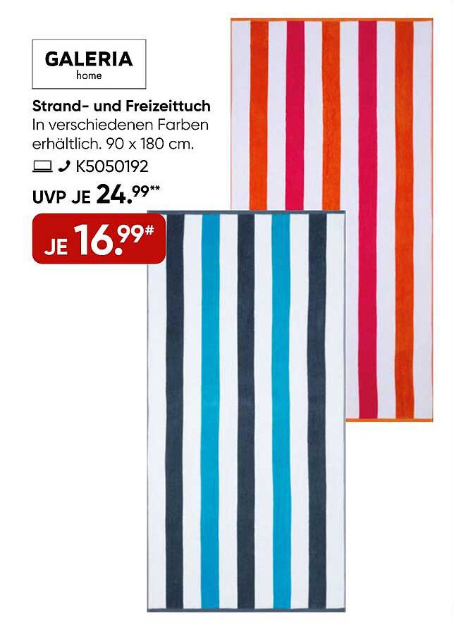 Strand- und Handtuch in verschiedenen Farben