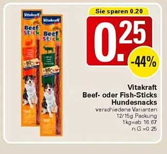 Vitakraft Beef- oder Fish-Sticks Hundesnacks