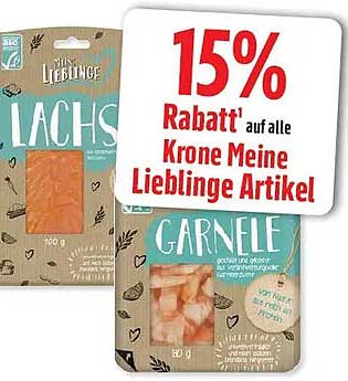 15% Rabatt auf alle Krone Meine Lieblinge Artikel