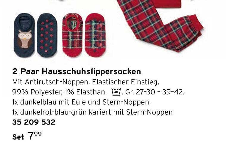 2 Paar Hausschoolsockenslippers mit Antirutsch-Noppen