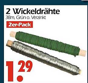 2 Wickeldrähte 38m, Grün o. Verzinkt, 2er-Pack