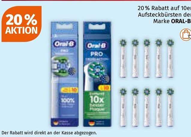 20% Rabatt auf 10er Aufsteckbürsten der Marke Oral-B