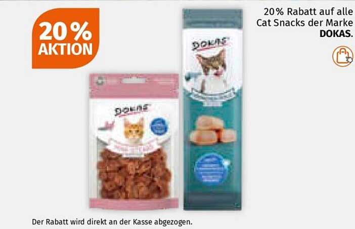 20% Rabatt auf alle Cat Snacks der Marke DOKAS