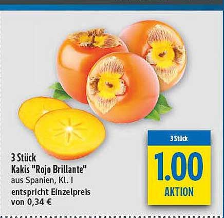3 Stück Kakis "Rojo Brillante" aus Spanien – Aktion