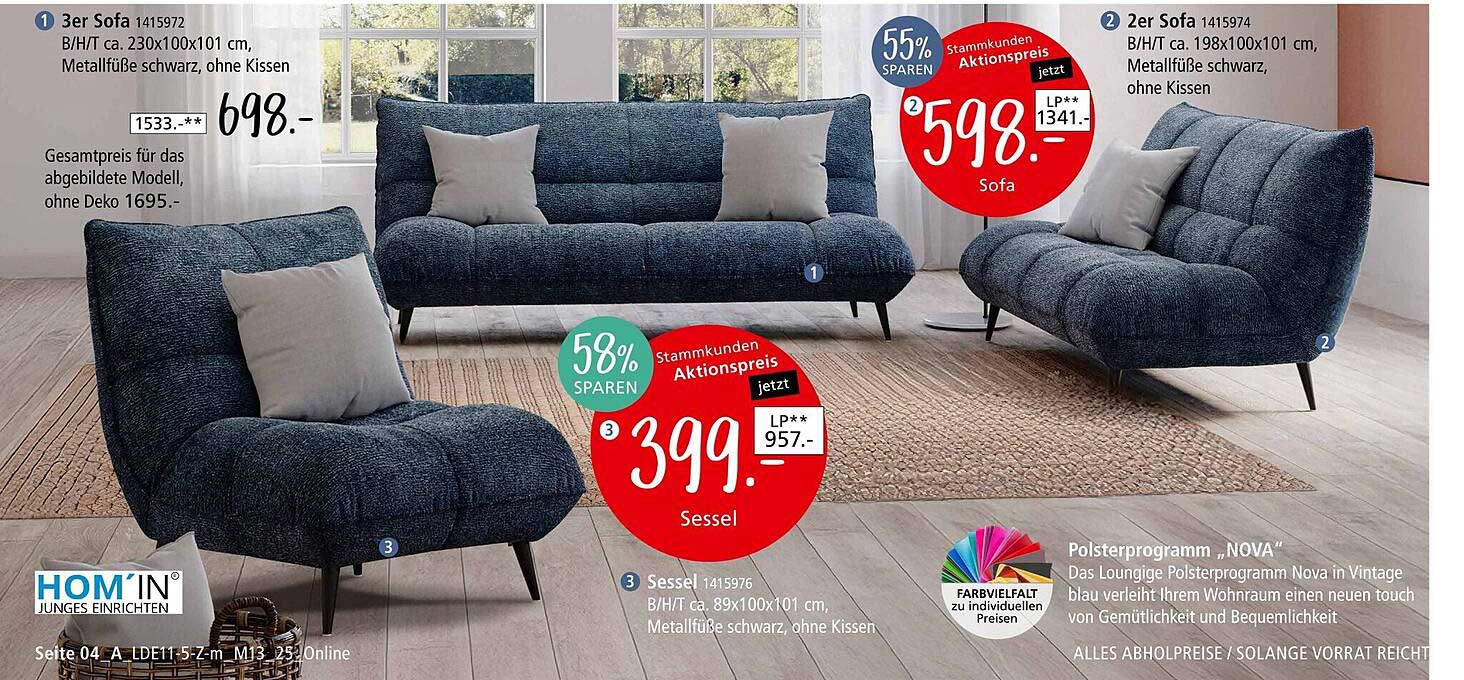 3er Sofa mit stilvollem Design und hohem Komfort