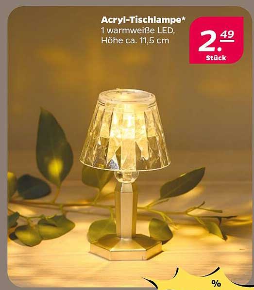 Acryl-Tischlampe mit warmweißer LED - Höhe ca. 11,5 cm