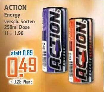 ACTION Energy Getränke - verschiedene Sorten in 250ml Dosen