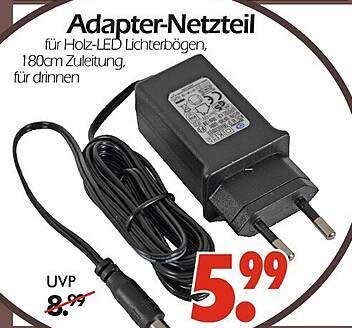 Adapter-Netzteil für Holz-LED Lichtbögen, 180cm Zuleitung, für drinnen