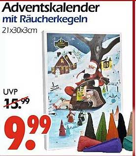 Adventskalender mit Räucherkegeln 21x30cm