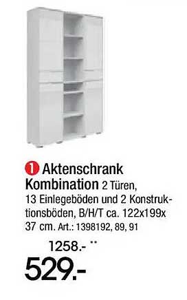 Aktenschrank Kombination 2 Türen - 13 Einlegeböden für optimalen Stauraum