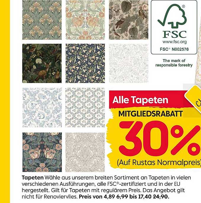 Alle Tapeten mit 30% Mitgliederrabatt