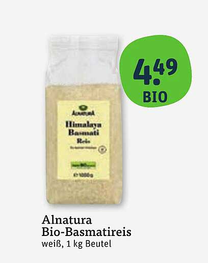 Alnatura Bio-Basmatireis, weiß, 1 kg Beutel